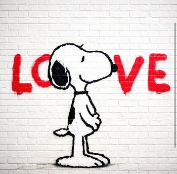 EMIR BERCUTTE - SNOOPY STREET ART LOVE 10 - Toile L -