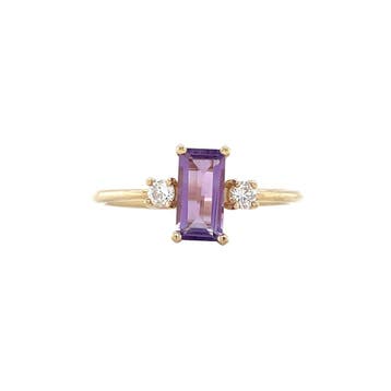 Gouden ring met amethist en diamant 14 karaat* nieuw, Verzenden, Zo goed als nieuw, Goud