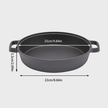 Gietijzeren Koekenpan met 2 Handvatten - 25 cm - Geschikt vo, Verzenden, Nieuw