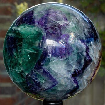 Fluoriet Fine polished Multicolor fluorite sphere - Hoogte: