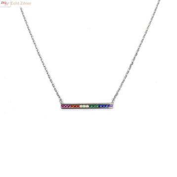 Zilveren regenboog staaf ketting, Verzenden, Nieuw, Zilver