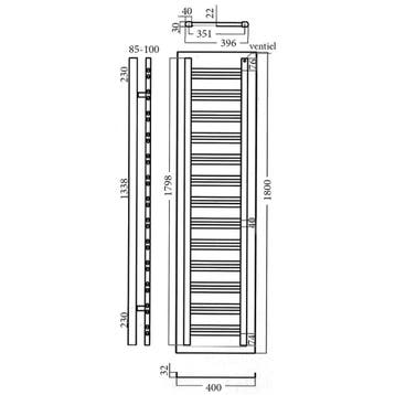 Designradiator Sanicare Square 1800 180x40 cm Mat Zwart, Doe-het-zelf en Verbouw, Verwarming en Radiatoren, Ophalen of Verzenden