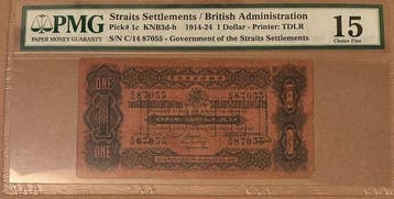 Straits Settlements. - 1 Dollar - 1916 - Pick 1c