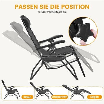 2dekans | Yaheetech Zero Gravity Stoelen Set van 2 –, Ophalen of Verzenden, Zo goed als nieuw