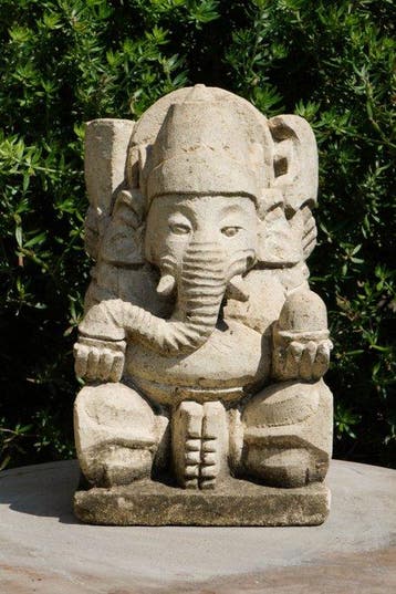 Beeld, Statua di Ganesh in Pietra – Bali – - 20 cm -