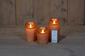 Ledkaars 3d flame wax candle rustiek koper annas collection, Ophalen of Verzenden, Nieuw