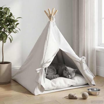 vidaXL Dieren teepee met kussen Wit 60 x 60 x 70 cm, Verzenden, Nieuw