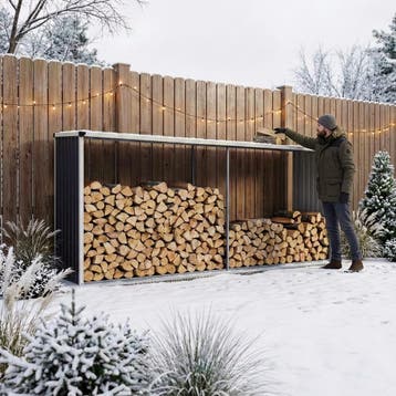[casa.pro] Stalen brandhout rek Kalmar houtopslag 352x80x152, Verzenden