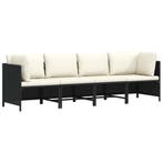 vidaXL Tuinbank 4-zits met kussens poly rattan zwart, Tuin en Terras, Verzenden, Nieuw, Rotan