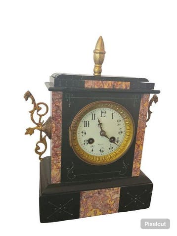 Pendule - Marmer, Brons - 1900-1910, Antiek en Kunst, Antiek | Klokken