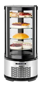 Bartscher Gebaksvitrine | 100L | Ronde Vitrine | Zwart/Grijs, Witgoed en Apparatuur, Koelkasten en IJskasten, Ophalen of Verzenden