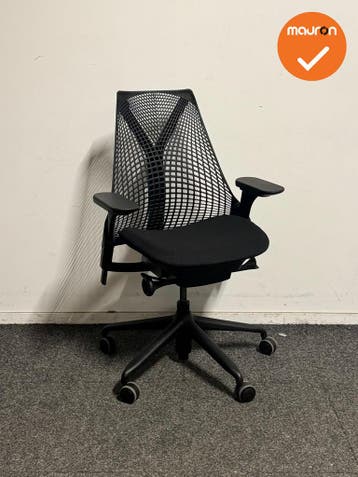 Herman Miller - Sayl - Zwart - Zwart voetkruis, Werkplek, Ophalen of Verzenden, Gebruikt, Stoel