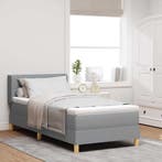 vidaXL Boxspringbed met matras Lichtgrijs 190 x 90 cm Stof, Huis en Inrichting, Slaapkamer | Bedden, Verzenden, Nieuw, Stof
