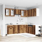 vidaXL 11-delige Keukenkastenset Lyon bewerkt hout oud, Huis en Inrichting, Keuken | Keukenelementen, Verzenden, Nieuw, Bruin