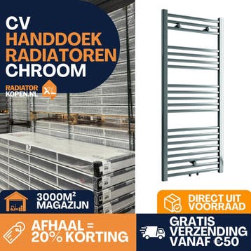 CV handdoekradiatoren Chroom – direct leverbaar, 500 tot 800 watt, Radiator, Nieuw, Ophalen of Verzenden