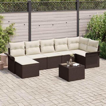 vidaXL Tuin Sofa Set 8 st Bruin poly rattan, Verzenden, Nieuw, Rotan, 8 zitplaatsen