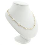 Gouden Singapore schakelketting met parels, Sieraden, Tassen en Uiterlijk, Kettingen, Gebruikt, Overige kleuren, Ophalen of Verzenden