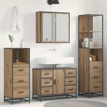 vidaXL Badkamermeubelset 3 st Artisan Eiken 80 x 33 x 60 cm, Verzenden, Nieuw, Overige typen