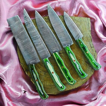 Keukenmes - Kitchen knife set - 604 - Staal, Hout - Azië -