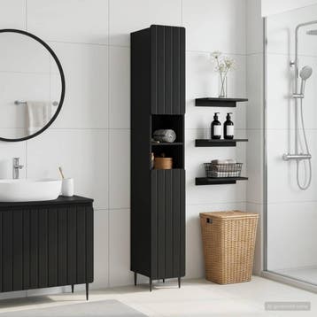 vidaXL Badkamerkast met Open Plank ZWOLLE Zwart 30 x 31 x, Verzenden, Nieuw