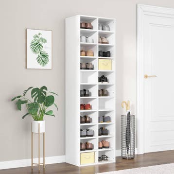 vidaXL Schoenenkast 54x34x183 cm bewerkt hout wit, Huis en Inrichting, Verzenden, Nieuw