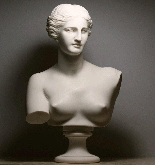 Beeld, Busto Afrodite Dea Venere di Milo in marmo - 32 cm -, Antiek en Kunst, Curiosa en Brocante