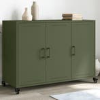vidaXL Dressoir 100,5x39x72 cm staal olijfgroen, 100 tot 150 cm, Verzenden, Nieuw, Metaal