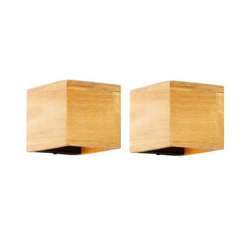 Set van 2 smart wandlamp eiken hout incl. Wifi G9 - Transfer, Huis en Inrichting, Verzenden, Nieuw, Hout