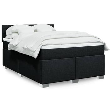 vidaXL Boxspring met matras stof zwart 160x200 cm, Huis en Inrichting, Slaapkamer | Bedden, Verzenden, Zwart, 200 cm, Stof