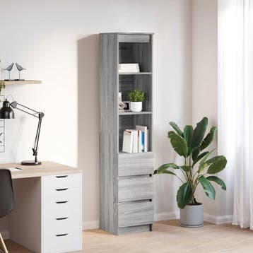 vidaXL buffetkast 37,5x35x180 cm spaanplaat grijs sonoma, Huis en Inrichting, Minder dan 50 cm, Verzenden, Nieuw, Minder dan 100 cm