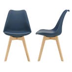 Eetkamerstoelen Fläten set van 2 stuks kunstleer blauw en na, Verzenden, Nieuw