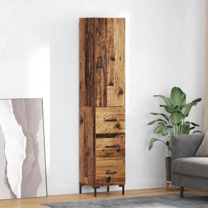 vidaXL buffetkast met lade Oud Hout 69,5 x 34 x 180 cm, Huis en Inrichting, Kasten | Buffetkasten, Nieuw, Minder dan 50 cm, Overige houtsoorten