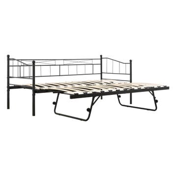 Slaapbank met onderschuifbed Skutskär 90x200 cm zwart, Verzenden, Nieuw