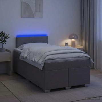 vidaXL Boxspring Bed met Matras en LED Taupe 120 x 190 cm, Verzenden, Nieuw, Twijfelaar