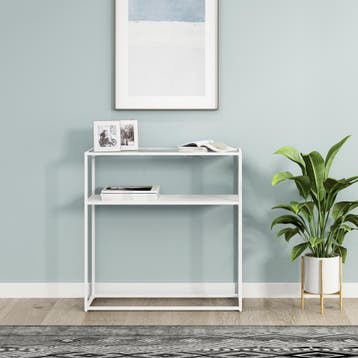 Console tafel Kuhmo sidetable glas 80x80x30 cm wit [en.casa], Huis en Inrichting, Verzenden, Nieuw