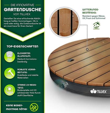 Tillvex® Tuindouche met voetpedaal - Buitendouche - Ø70cm -, Doe-het-zelf en Verbouw, Sanitair, Verzenden, Zo goed als nieuw