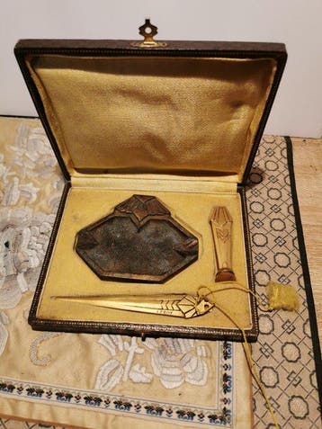LEROY - sculptuur, Bronze art deco - 15 cm - Verguld brons -, Antiek en Kunst
