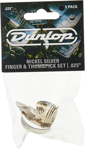 Jim Dunlop RVS vingerplectrum + duimplectrum  0.025 - 5-pack, Ophalen of Verzenden, Nieuw, Banjo