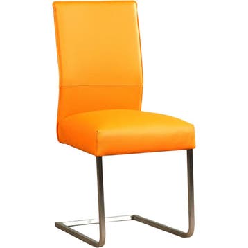 Leren eetkamerstoel Remix - Toledo Mandarin (oranje) -, Huis en Inrichting, Ophalen of Verzenden, Nieuw, Leer, Industrieel, Modern