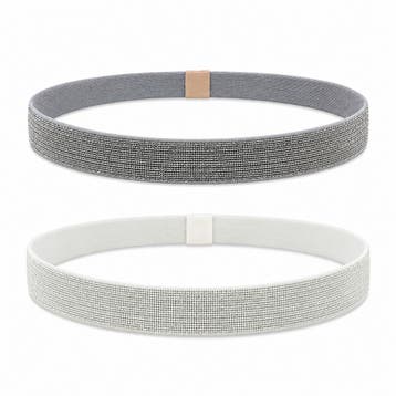 Haarband Sport 2cm - Glitter Elastiek - Grijs Zilver - Set, Nieuw