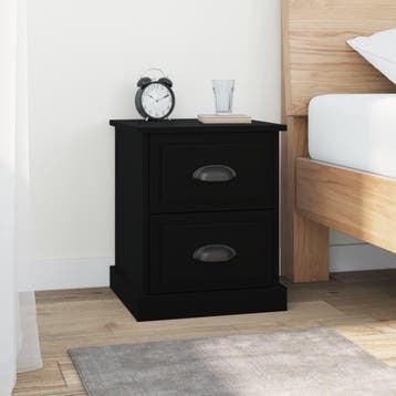 vidaXL Nachtkastje 39x39x47,5 cm bewerkt hout zwart, Huis en Inrichting, Minder dan 45 cm, Verzenden, Nieuw, Minder dan 55 cm