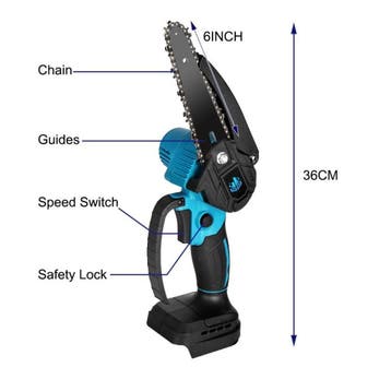 Snoeizaag 18 v mini ketting zaag 6 inch BORSTELLOOS 18V accu, Verzenden, Nieuw, DeNico-PoWer