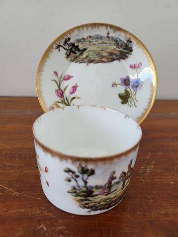 Porcelaine de Paris - Kop en schotel - somptueuse grande