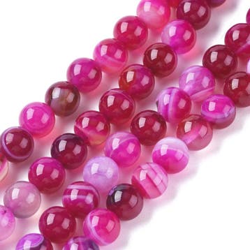 10 x edelsteen  kraal van gestreepte  Agaat 4mm hot pink, Ophalen of Verzenden, Nieuw, Kraal