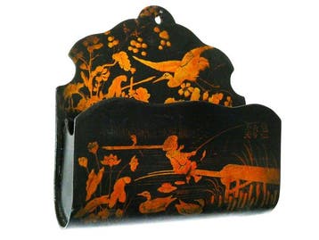 Handvervaardigd - Brievenhouder - Brievenhouder met goudlak, Antiek en Kunst