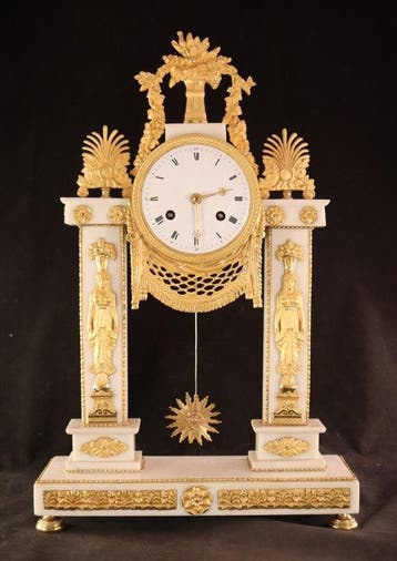 Antieke - Portico pendule - - Verguld brons - 1750-1800, Antiek en Kunst