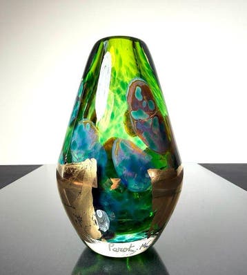 Maxence Parot - Vaas - Unieke vaas, kleuren en goud - Glas