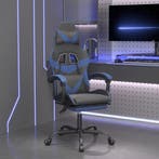 vidaXL Gamestoel met voetensteun kunstleer zwart en blauw, Verzenden, Nieuw, Blauw