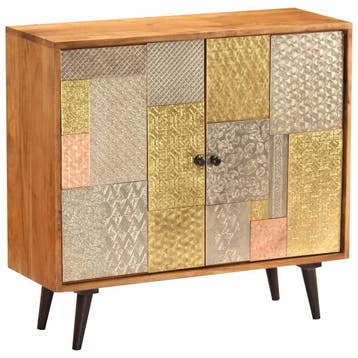 vidaXL Dressoir 80x30x75 cm massief acaciahout, Verzenden, Nieuw, Overige houtsoorten, Minder dan 50 cm