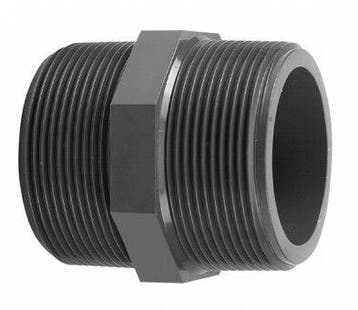 Pvc dubbele nippel, 2x buitendraad-5, 16 bar, Verzenden, Nieuw